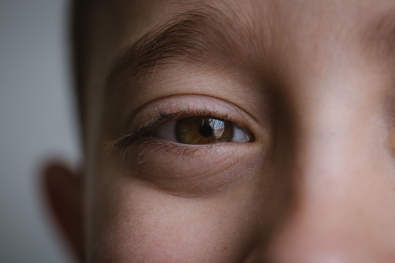close-up of a child's brown eye